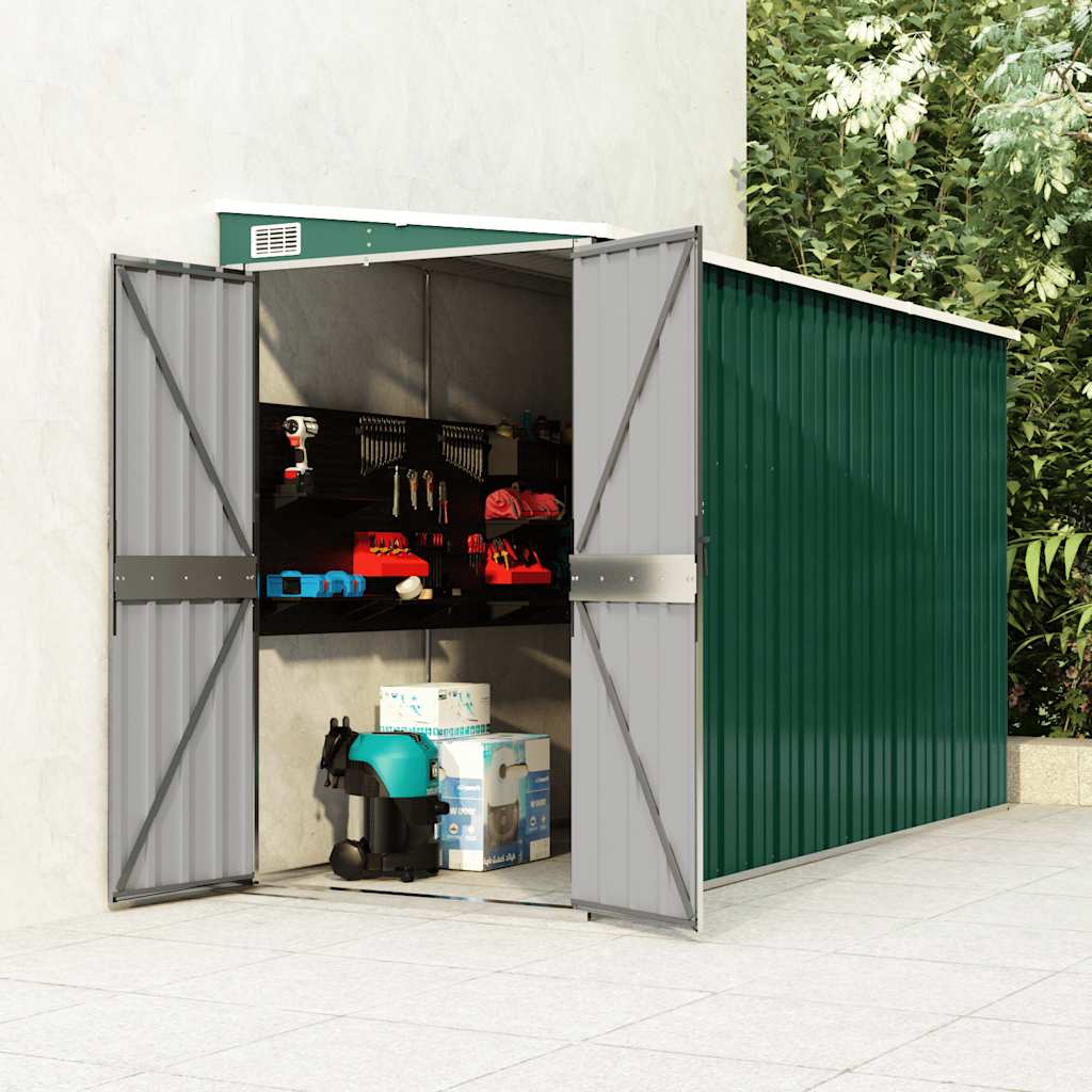 Wall-mounted Garden Shed Green 118x288x178 cm Galvanised Steel