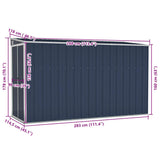 Wall-mounted Garden Shed Anthracite 118x288x178 cm Steel