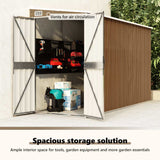 Wall-mounted Garden Shed Brown 118x288x178 cm Galvanised Steel