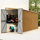 Wall-mounted Garden Shed Brown 118x382x178 cm Galvanised Steel