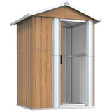 Garden Shed Brown 126x97.5x177 cm Galvanised Steel