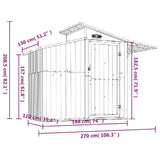 Garden Shed Grey 270x130x208.5 cm Galvanised Steel