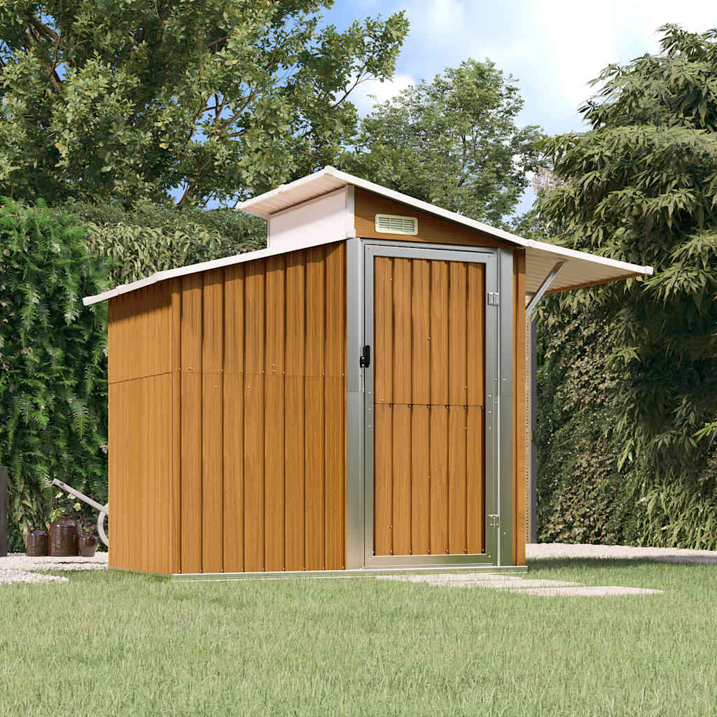 Garden Shed Brown 270x130x208.5 cm Galvanised Steel