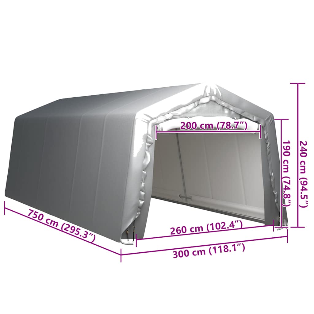 Storage Tent 300x750 cm Steel Grey