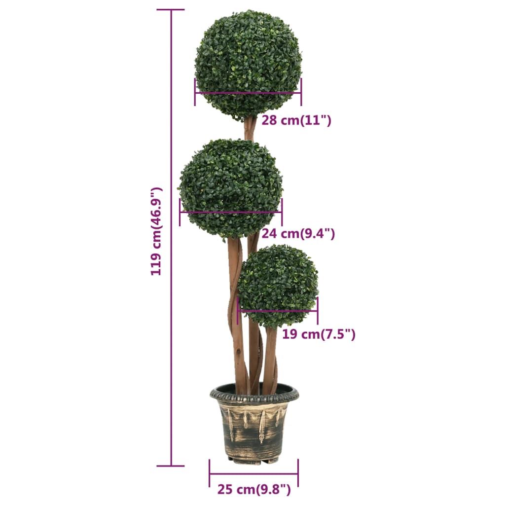 Artificial Boxwood Plant with Pot Ball Shaped Green 119 cm