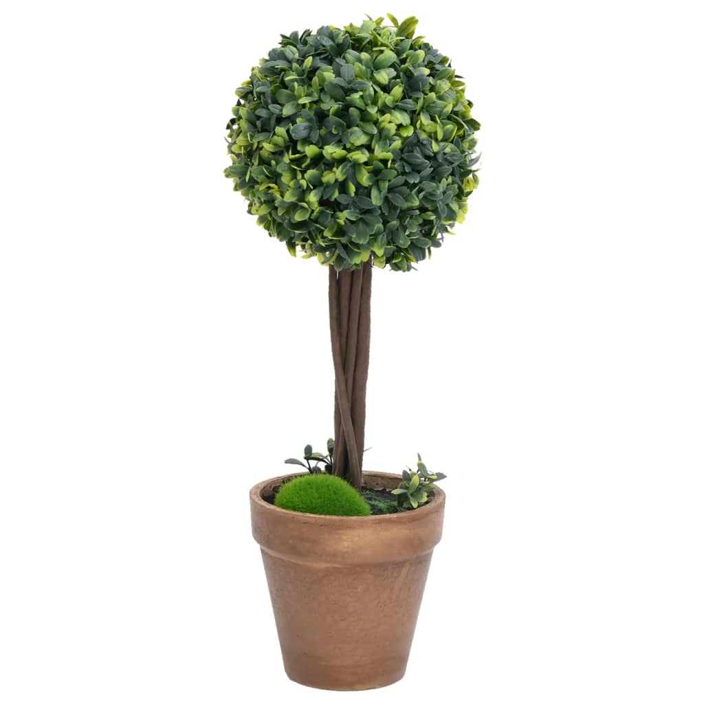 Artificial Boxwood Plants 2 pcs with Pots Ball Shaped Green 33 cm