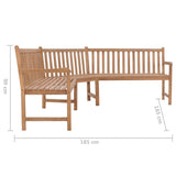 Garden Corner Bench 185x185x90 cm Solid Teak Wood