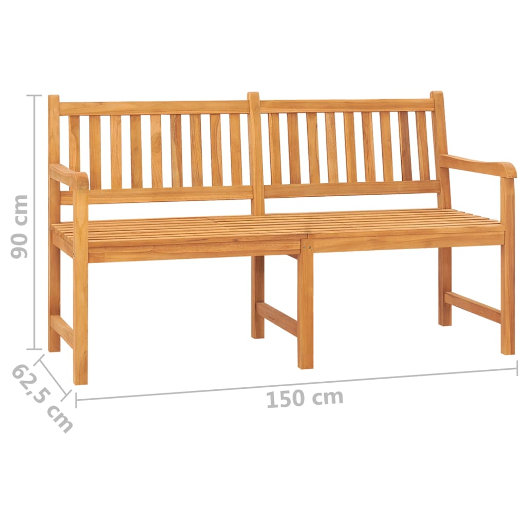vidaXL 3-Seater Garden Bench with Table 150 cm Solid Teak Wood