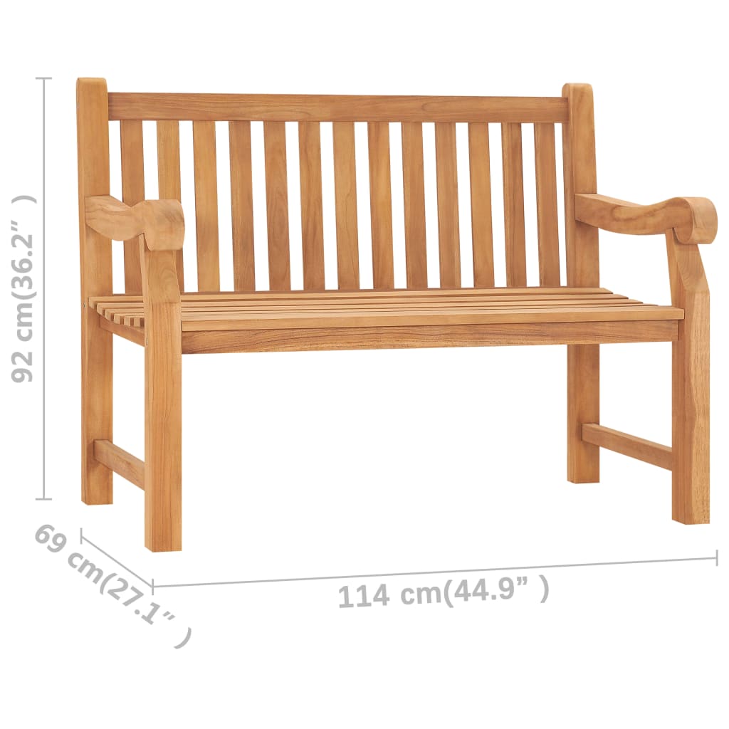 vidaXL Garden Bench 114 cm Solid Teak Wood