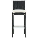 vidaXL Garden Bar Stools with Cushions 4 pcs Black Poly Rattan