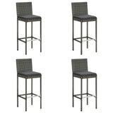 Garden Bar Stools with Cushions 4 pcs Grey Poly Rattan