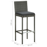 Garden Bar Stools with Cushions 4 pcs Grey Poly Rattan