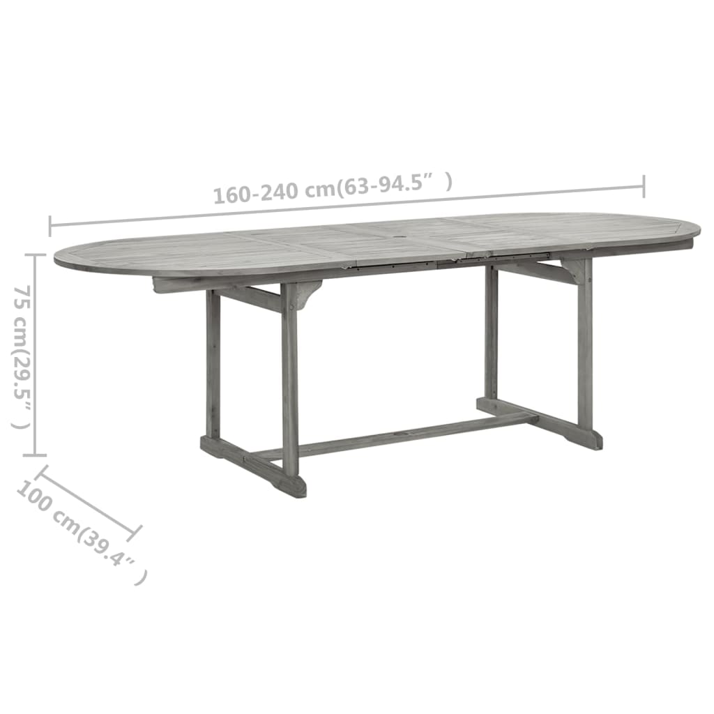 Garden Dining Table (160-240)x100x75 cm Solid Acacia Wood