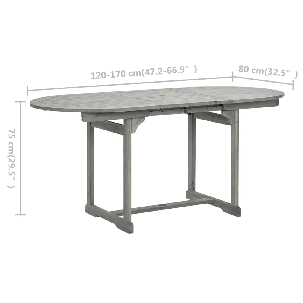 Garden Dining Table (120-170)x80x75 cm Solid Acacia Wood