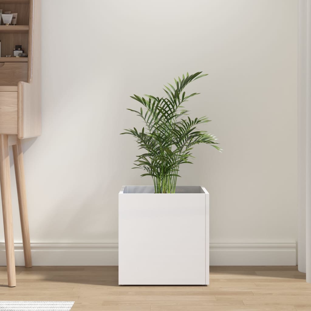 Planter Box High Gloss White 40x40x40 cm Engineered Wood