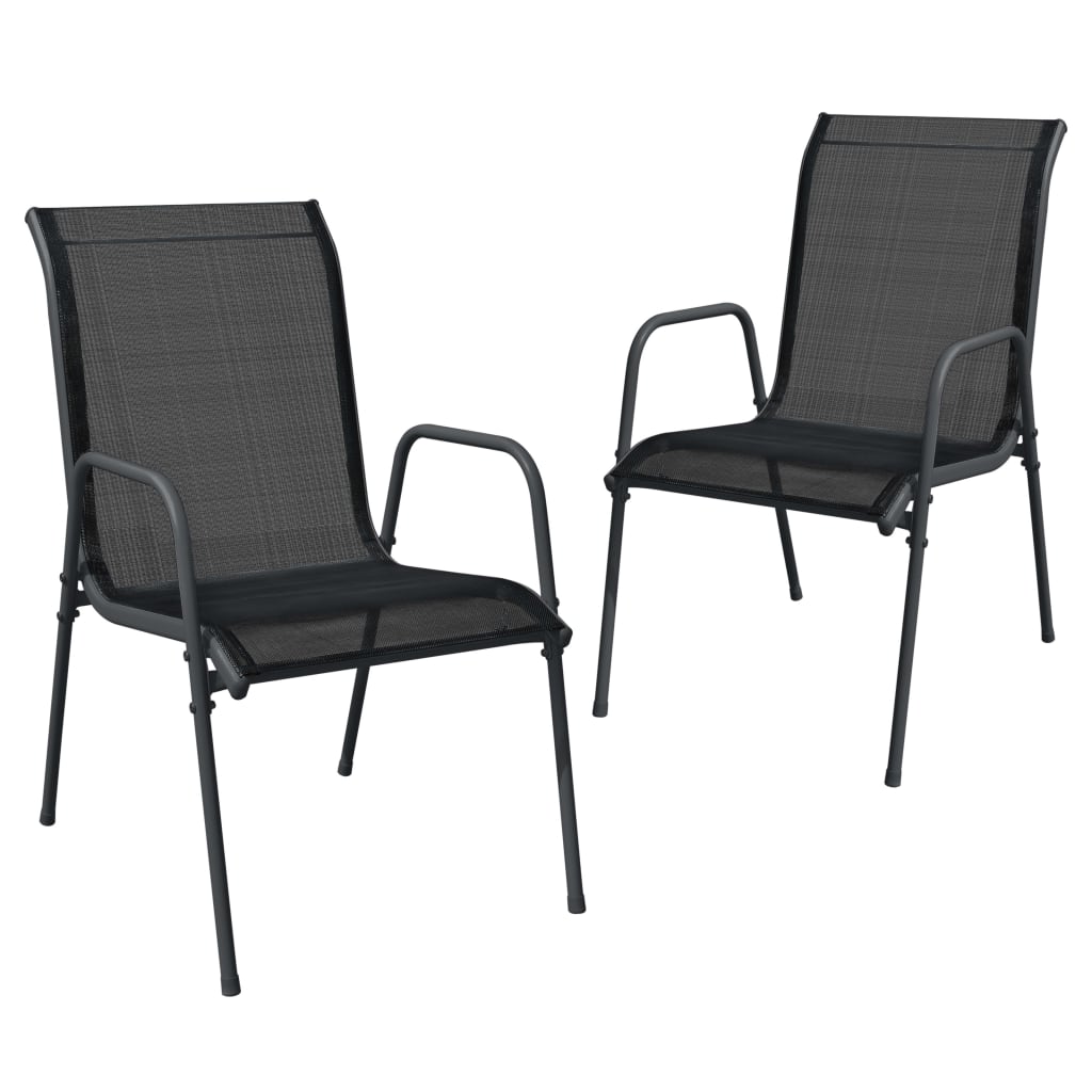 vidaXL Garden Chairs 2 pcs Steel and Textilene Black