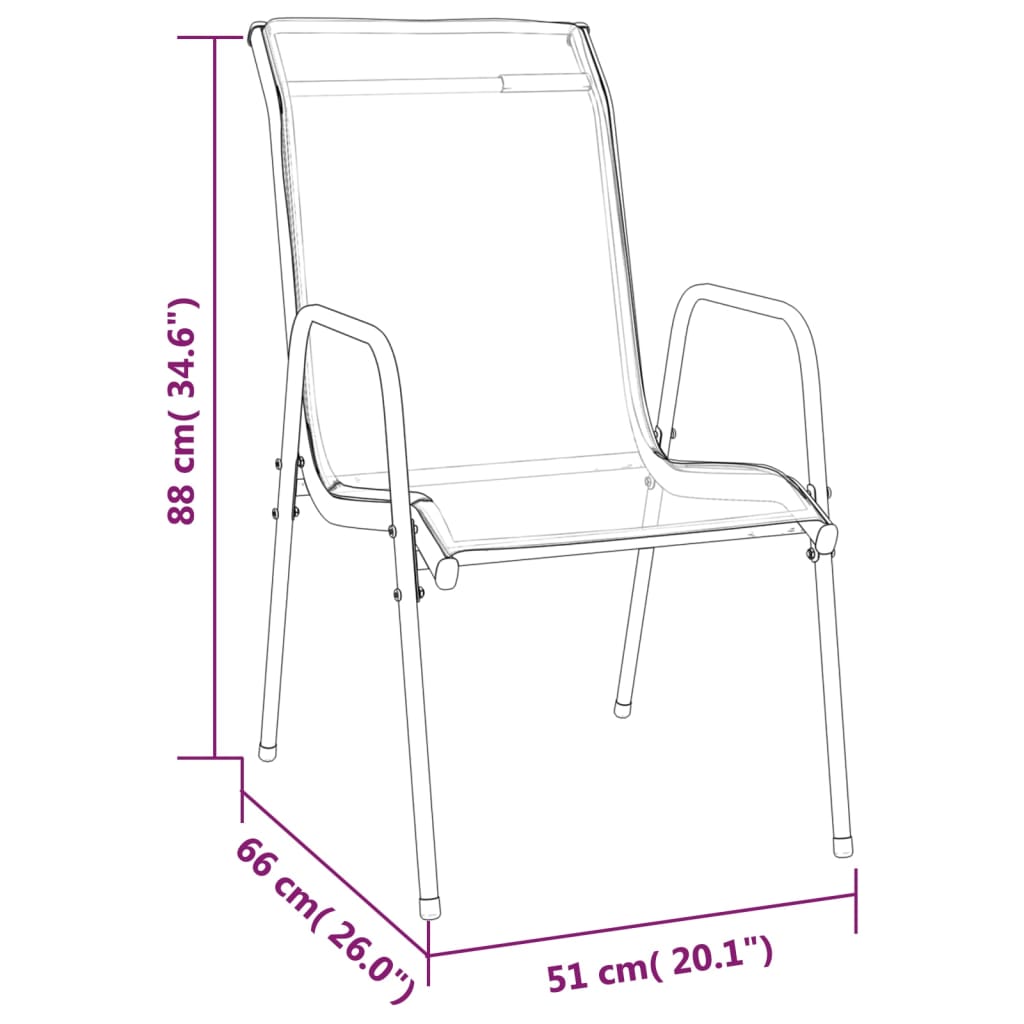 vidaXL Garden Chairs 4 pcs Steel and Textilene Black