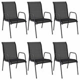 Garden Chairs 6 pcs Steel and Textilene Black