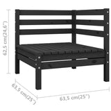 Garden Corner Sofa Black Solid Wood Pine