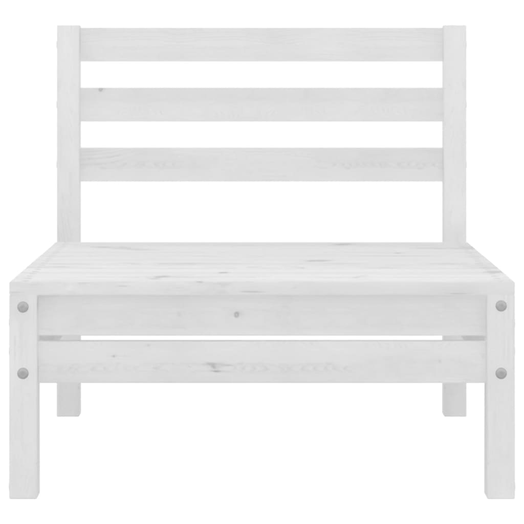 Garden Middle Sofa White Solid Wood Pine