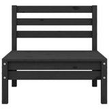 Garden Middle Sofa Black Solid Wood Pine