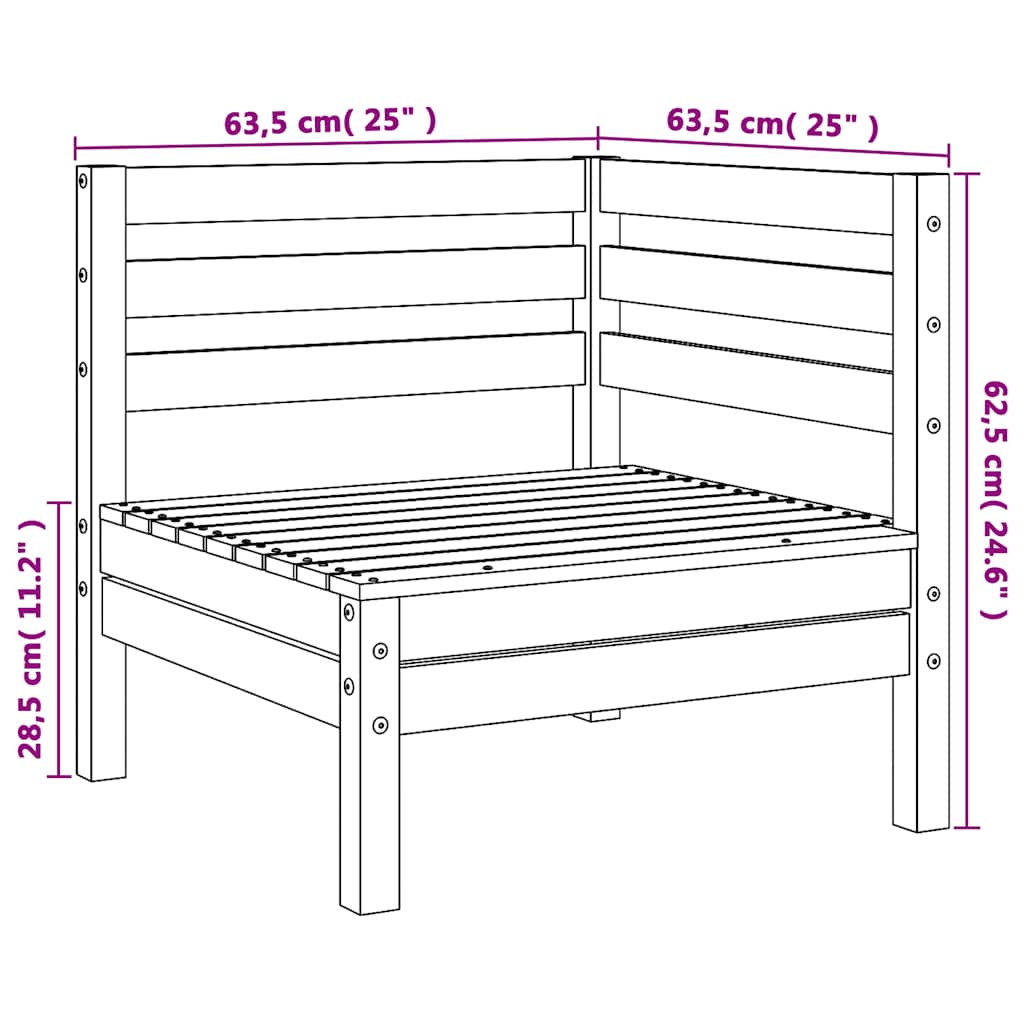 Garden Corner Sofas 2 pcs White Solid Pinewood