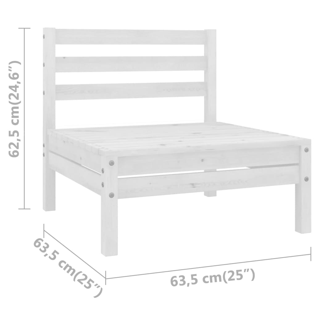 Garden Middle Sofas 4 pcs White Solid Pinewood