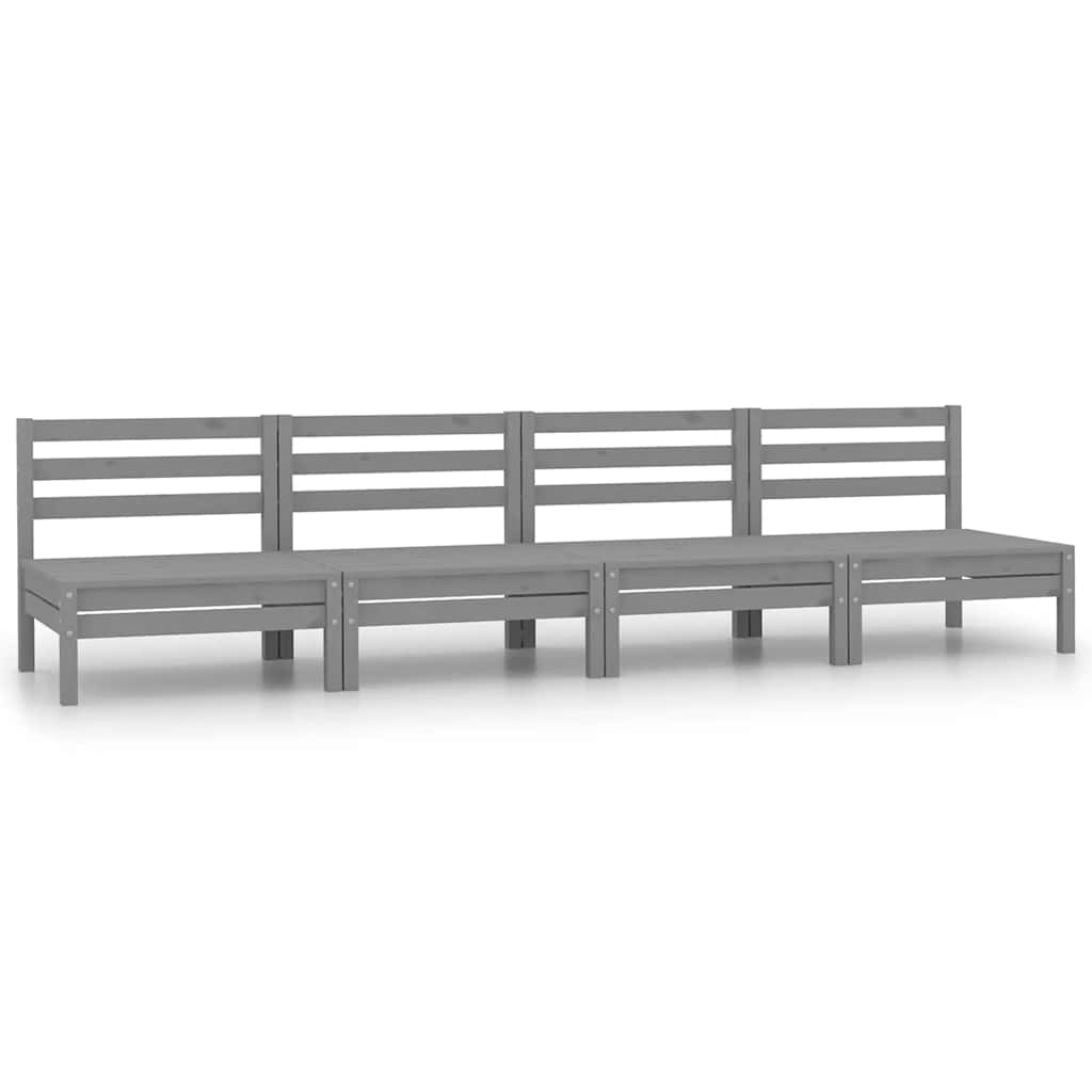 Garden Middle Sofas 4 pcs Grey Solid Pinewood