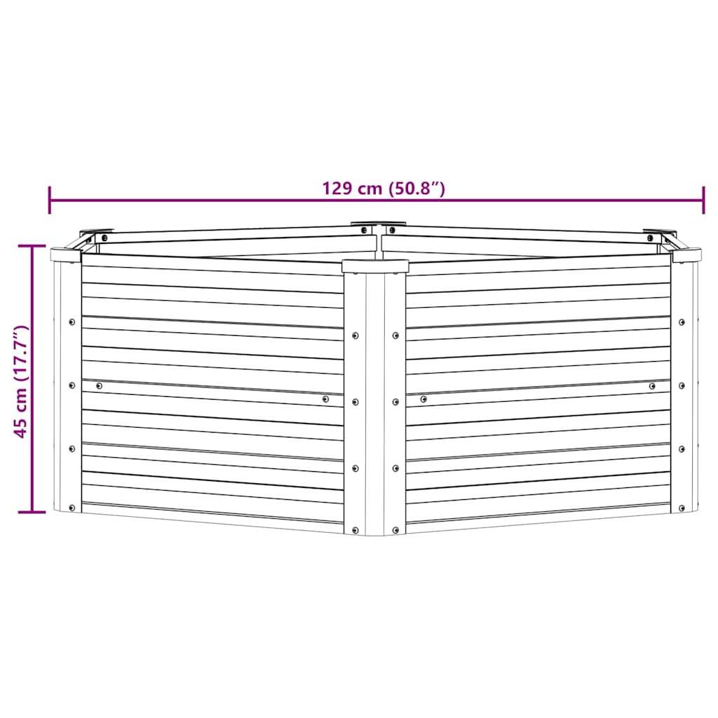 Garden Raised Bed 129x45 cm Galvanized Steel Silver