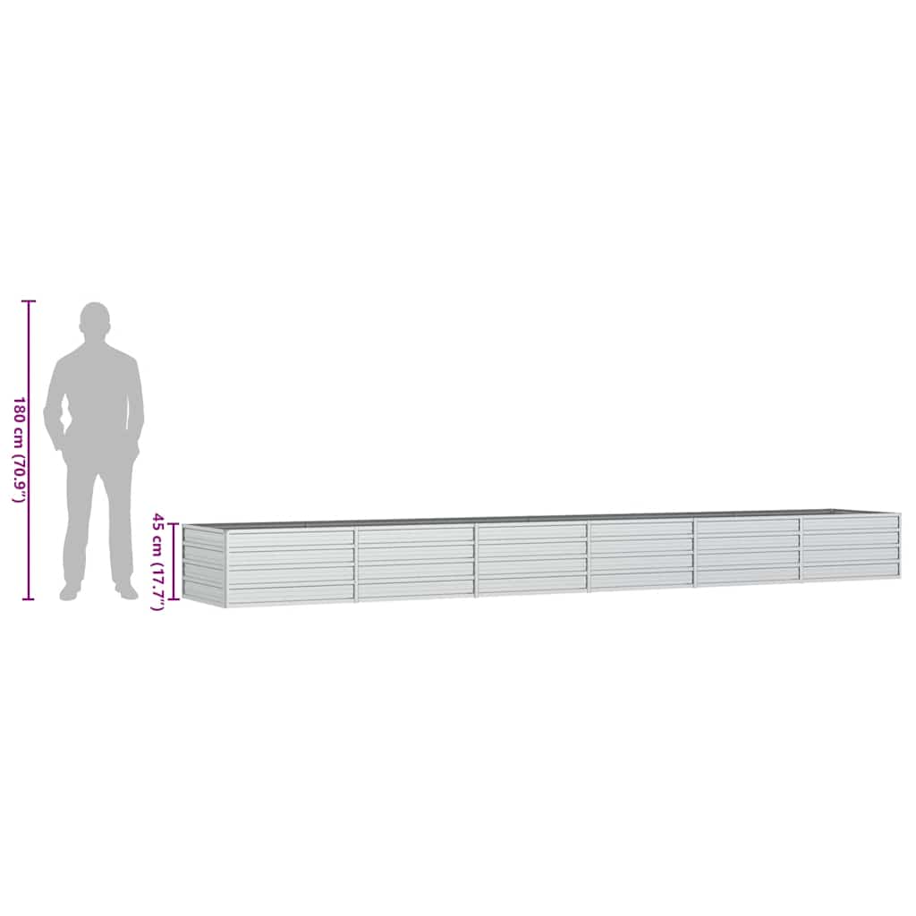 Garden Raised Bed 480x80x45 cm Galvanized Steel Silver