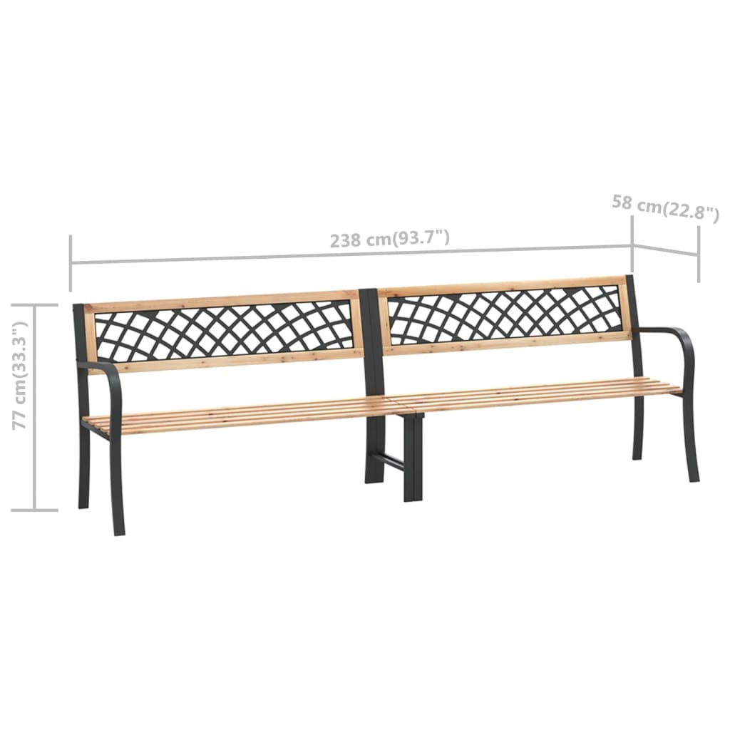 vidaXL Twin Garden Bench 238 cm Chinese Fir Wood