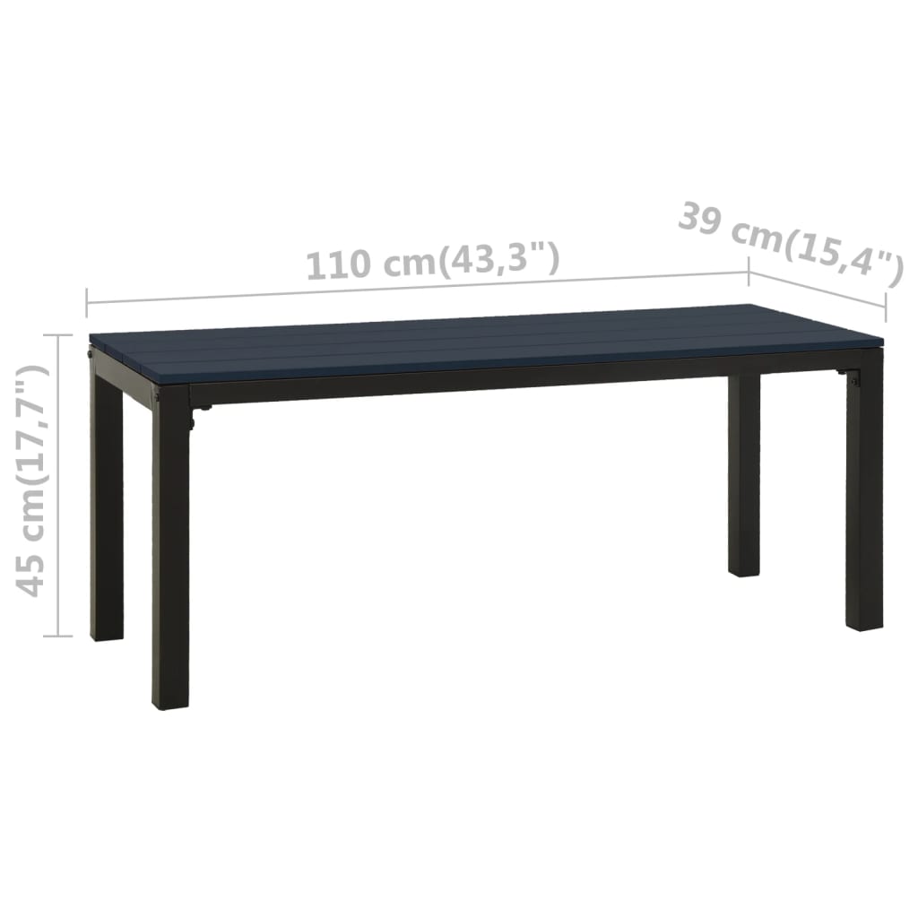 vidaXL Garden Bench 110 cm Steel and WPC Black