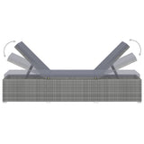 Sun Lounger with Dark Grey Cushion Poly Rattan Grey