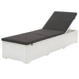 Sun Lounger with Black Cushion Poly Rattan White