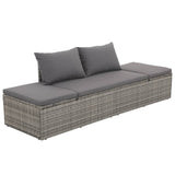 Outdoor Lounge Bed with Cushion & Pillows Poly Rattan Grey
