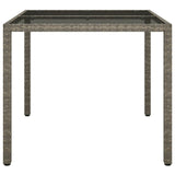Garden Table 90x90x75 cm Tempered Glass and Poly Rattan Grey