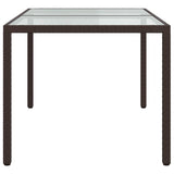 Garden Table 150x90x75 cm Tempered Glass and Poly Rattan Brown