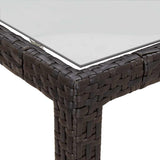 Garden Table 150x90x75 cm Tempered Glass and Poly Rattan Brown