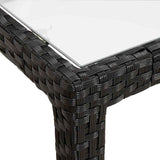 Garden Table 150x90x75 cm Tempered Glass and Poly Rattan Black