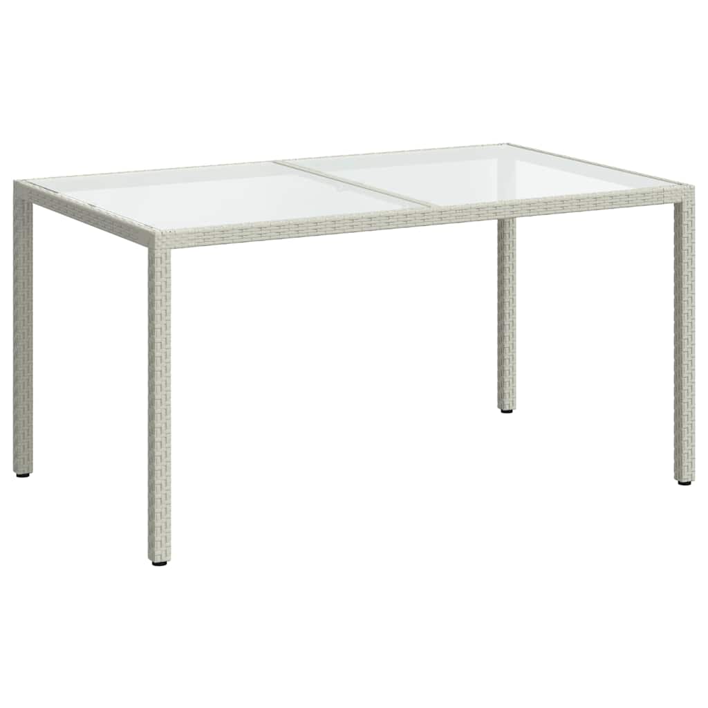 Garden Table 150x90x75 cm Tempered Glass and Poly Rattan White