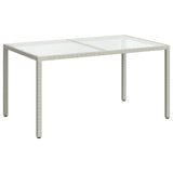 Garden Table 150x90x75 cm Tempered Glass and Poly Rattan White