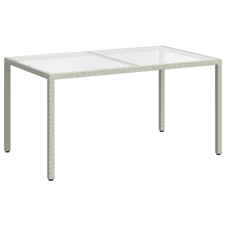 Garden Table 150x90x75 cm Tempered Glass and Poly Rattan White