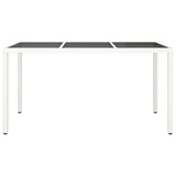Garden Table 150x90x75 cm Tempered Glass and Poly Rattan White