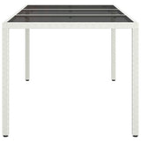 Garden Table 150x90x75 cm Tempered Glass and Poly Rattan White