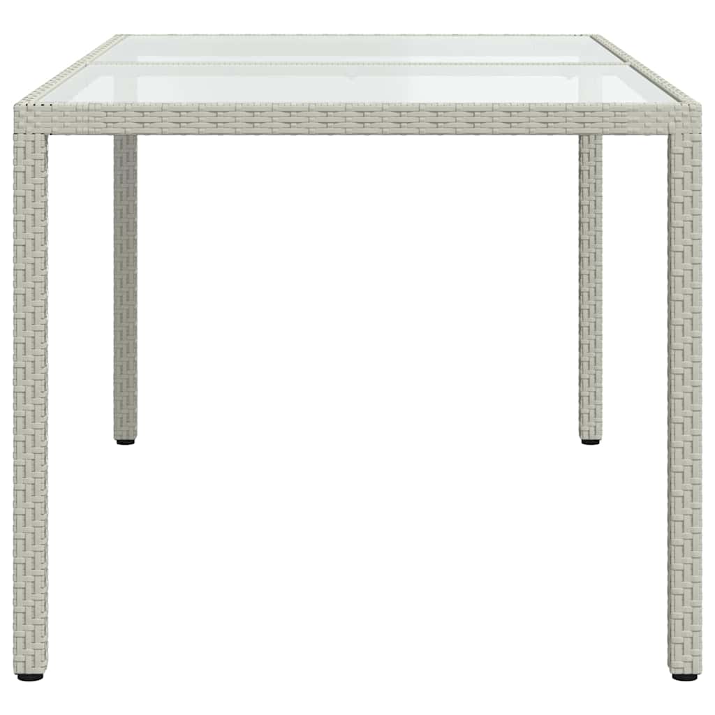 Garden Table 150x90x75 cm Tempered Glass and Poly Rattan White