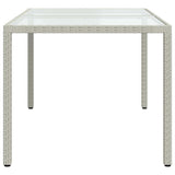 Garden Table 150x90x75 cm Tempered Glass and Poly Rattan White