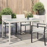 Garden Table 150x90x75 cm Tempered Glass and Poly Rattan White