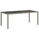 Garden Table Grey 190x90x75 cm Tempered Glass and Poly Rattan