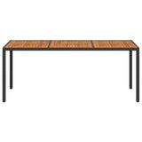 Garden Table 190x90x75 cm Poly Rattan and Acacia Wood Black