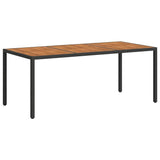 Garden Table 190x90x75 cm Poly Rattan and Acacia Wood Black